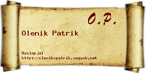 Olenik Patrik névjegykártya